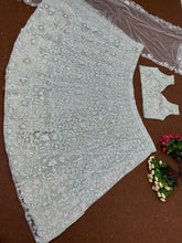 Mint green chine sequins Lehenga