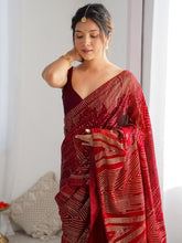New sequence saree in black, red and wine