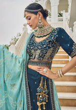 Navy blue viscose Lehenga with bandhej dupatta