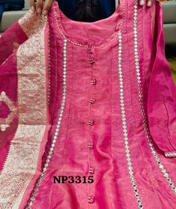 Niks collection - pink shimmer tissue anarkali (plus size option)