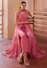 Pink georgette centre slit anarkali with pants