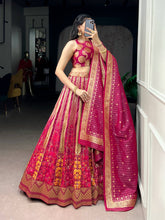 Pink banarasi silk lehenga (skirt stitched)