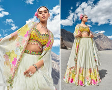 Boutique collection - off white and yellow Lehenga with shrug