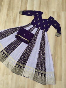 Two coloured panelled anarkali