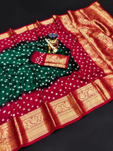 Bandhej silk saree with kanchipuram border