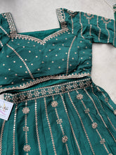 Green chinon silk Lehenga, readymade