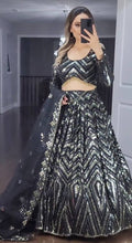 Black and silver partywear Lehenga