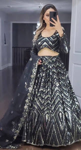 Black and silver partywear Lehenga