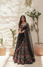 Black printed readymade lehenga with handwork - size 6/8/10