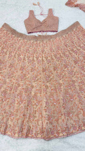 Peach floral pearl Lehenga