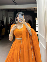 Chanderi silk plain orange Lehenga (skirt stitched)