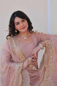 Nude chiffon gown readymade