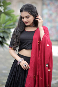 Black and maroon mirror work readymade Lehenga