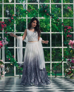 White and blue ombre Lehenga