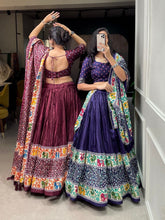 Crushed dola silk with bandhej print Lehenga in maroon (Skirt stitched)