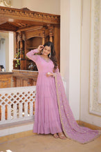 Pastel 5 layer gowns with sequinned dupatta in lavender