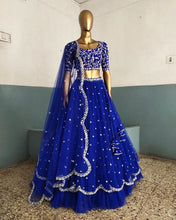 Royal blue threadwork Lehenga