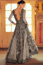 Stylish beige and black anarkali gown