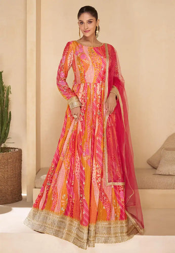 Janisha readymade - pink georgette anarkali