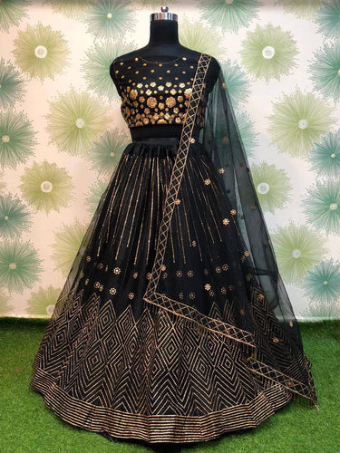 Black and gold badala work Lehenga