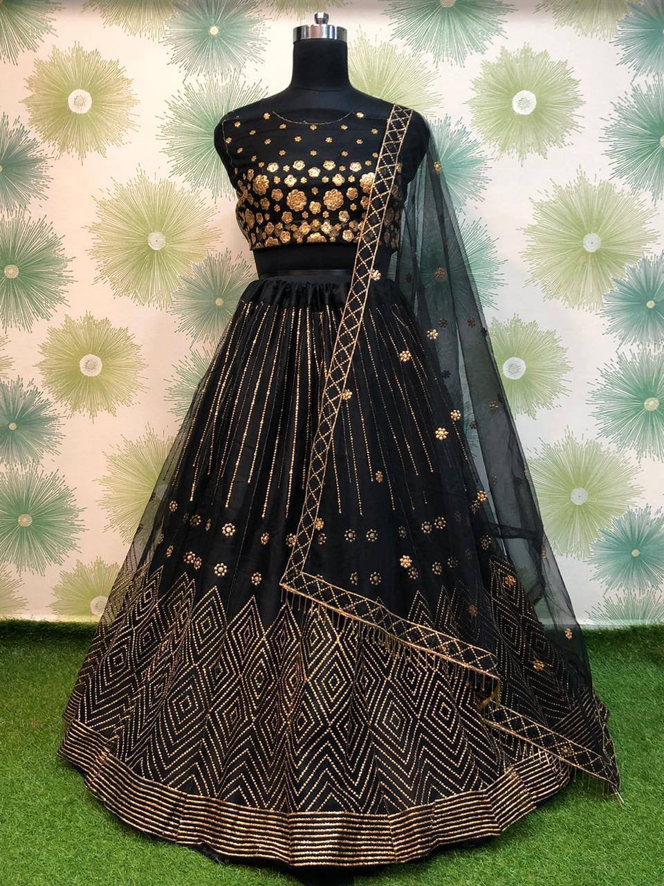 Black and gold badala work Lehenga