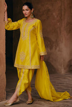 Yellow silk dhoti style suit