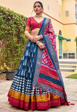 Tussar silk Lehenga in contemporary flair - sky blue