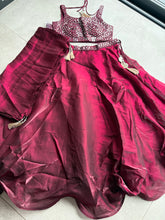 Wine mirror work flowy Lehenga