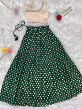 Kids green polka zari Indo western Lehenga (1 month - 6 years)