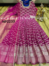 Niks collection - pink and gold banarasi silk anarkali