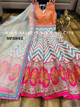 Peachy pink silk anarkali
