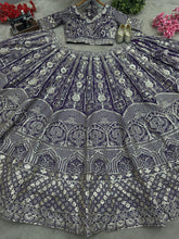 Royal purple embroidered wedding Lehenga (lightweight + plus + long sleeves option)