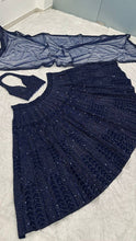 Midnight blue sequinned partywear Lehenga