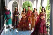 Floral shaded organza silk lehenga in green