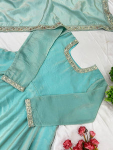 Sea Green fendy silk gown