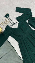 Bottle green kali pattern anarkali
