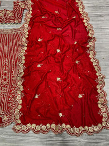 Red and gold boomer silk Lehenga