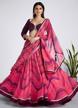 Organza striped trendy Lehenga in rose pink