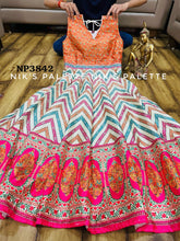 Peachy pink silk anarkali