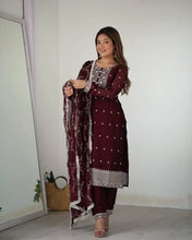 Maroon rangoli silk straight fit salwaar kameez readymade