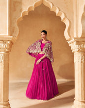 Hot pink readymade Lehenga with shrug