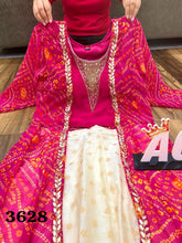 AGC collection - pink and off white chanderi silk and bandhani lehenga (plus size option too)