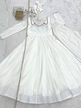 Roman silk chanderi anarkali in off white