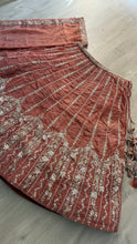 Peachy pink chiffon zari embroidered lehenga