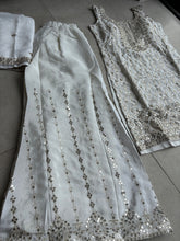 Pastel collection - white chine sequins mirror look embroidered sharara set
