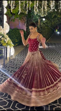 Deep red embroidery and mirror work Lehenga