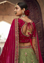 Green viscose Lehenga with gorgeous contrasting blouse