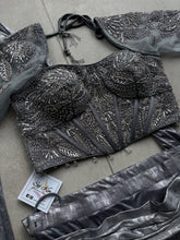 Grey steel lehenga saree
