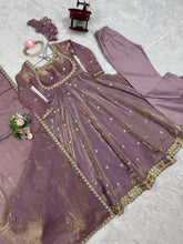 Dusty mauve anarkali in fendi silk