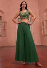 Green georgette jacket style palazzo set readymade